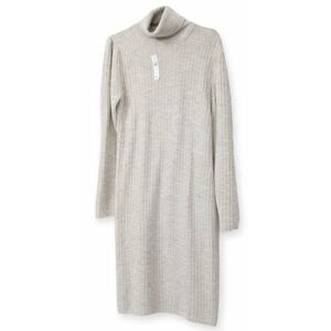Gap women sweater dress large gray turtleneck tunic super soft classic timeless